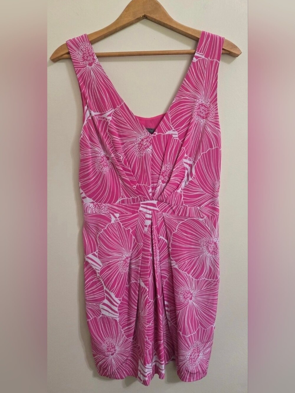 A|X Armani Exchange 100% Silk Floral Mini Dress Womens Pink White Sleeveless sz6